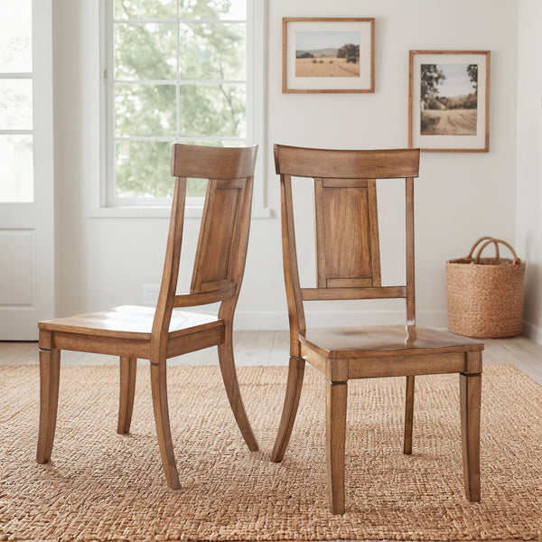 Lea Rubberwood Panel Back Dining Chair Set with Contoured Seat for Classic Rooms