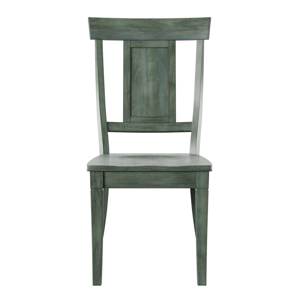 Homelegance Lea Rubberwood Panel Back Dining Chair Set with Contoured Seat for Classic Rooms Antique Sage 530C2-AQ(3A)
