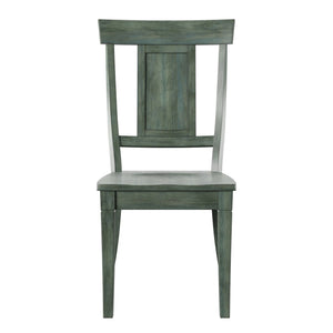 Homelegance Lea Rubberwood Panel Back Dining Chair Set with Contoured Seat for Classic Rooms Antique Sage 530C2-AQ(3A)