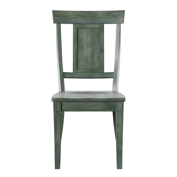 Homelegance Lea Rubberwood Panel Back Dining Chair Set with Contoured Seat for Classic Rooms Antique Sage 530C2-AQ(3A)