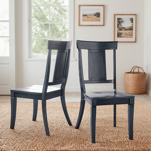 Lea Rubberwood Panel Back Dining Chair Set with Contoured Seat for Classic Rooms