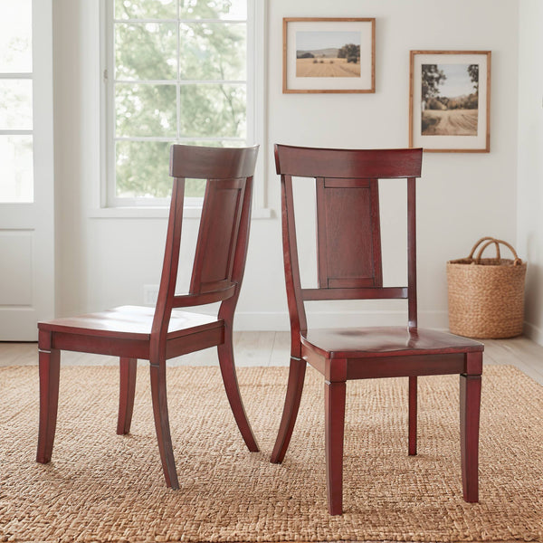 Lea Rubberwood Panel Back Dining Chair Set with Contoured Seat for Classic Rooms