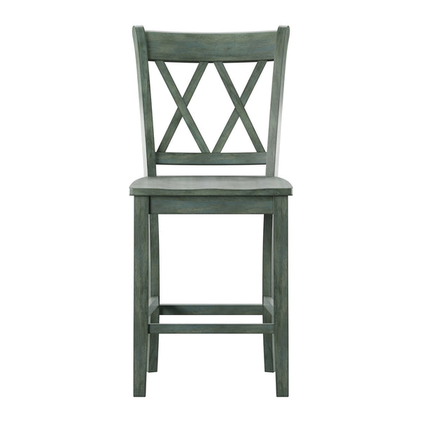 Lea Solid Rubberwood Counter Stools Set of 2 with X-cross Back Farmhouse Style