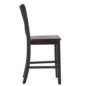 Lea Solid Rubberwood Counter Stools Set of 2 with X-cross Back Farmhouse Style