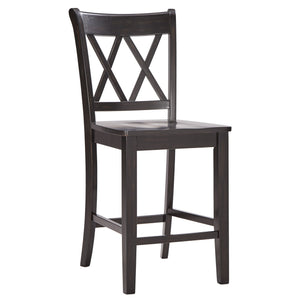 Lea Solid Rubberwood Counter Stools Set of 2 with X-cross Back Farmhouse Style
