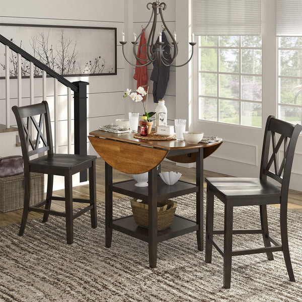 Lea Solid Rubberwood Counter Stools Set of 2 with X-cross Back Farmhouse Style