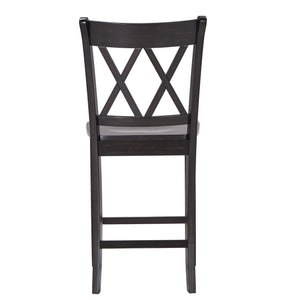Lea Solid Rubberwood Counter Stools Set of 2 with X-cross Back Farmhouse Style