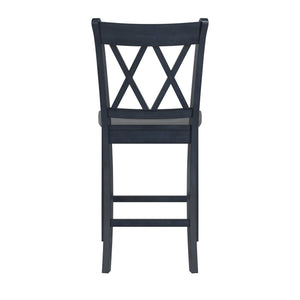 Lea Solid Rubberwood Counter Stools Set of 2 with X-cross Back Farmhouse Style