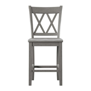 Lea Solid Rubberwood Counter Stools Set of 2 with X-cross Back Farmhouse Style