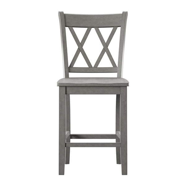 Lea Solid Rubberwood Counter Stools Set of 2 with X-cross Back Farmhouse Style