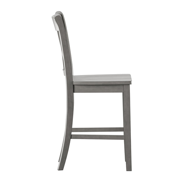 Lea Solid Rubberwood Counter Stools Set of 2 with X-cross Back Farmhouse Style