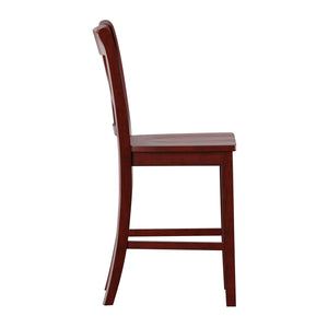 Lea Solid Rubberwood Counter Stools Set of 2 with X-cross Back Farmhouse Style