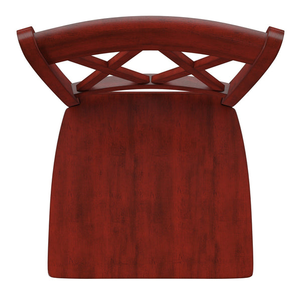 Lea Solid Rubberwood Counter Stools Set of 2 with X-cross Back Farmhouse Style