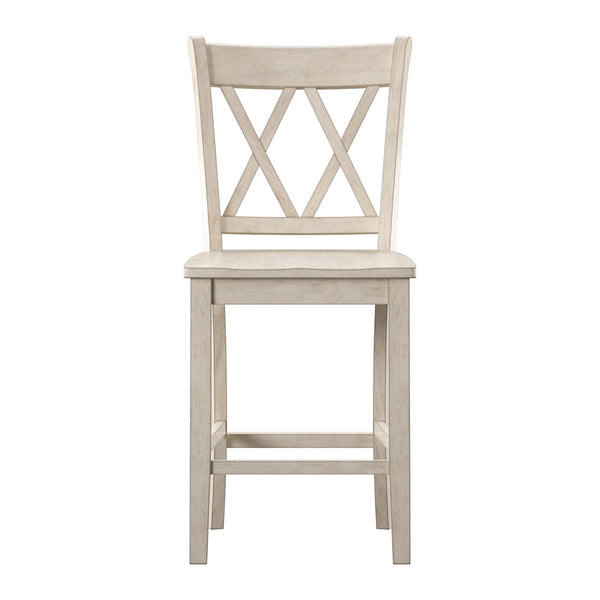 Lea Solid Rubberwood Counter Stools Set of 2 with X-cross Back Farmhouse Style