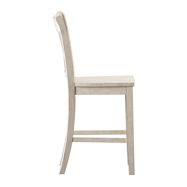Lea Solid Rubberwood Counter Stools Set of 2 with X-cross Back Farmhouse Style