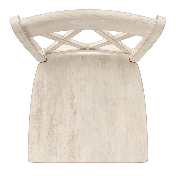 Lea Solid Rubberwood Counter Stools Set of 2 with X-cross Back Farmhouse Style