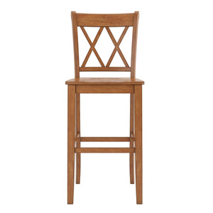 Lea Rubberwood Cross Back Barstools Farmhouse Kitchen Island Set of Two