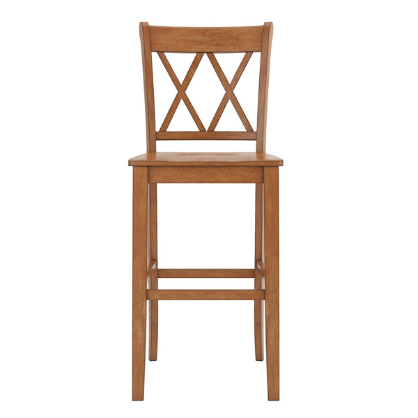Lea Rubberwood Cross Back Barstools Farmhouse Kitchen Island Set of Two