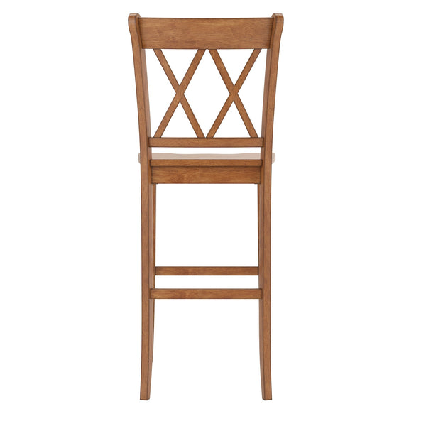 Lea Rubberwood Cross Back Barstools Farmhouse Kitchen Island Set of Two
