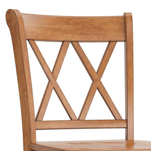 Lea Rubberwood Cross Back Barstools Farmhouse Kitchen Island Set of Two