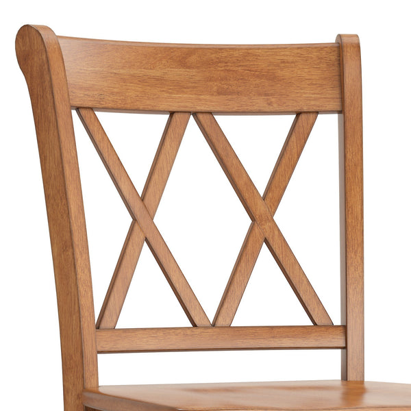 Lea Rubberwood Cross Back Barstools Farmhouse Kitchen Island Set of Two
