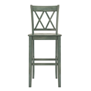 Lea Rubberwood Cross Back Barstools Farmhouse Kitchen Island Set of Two