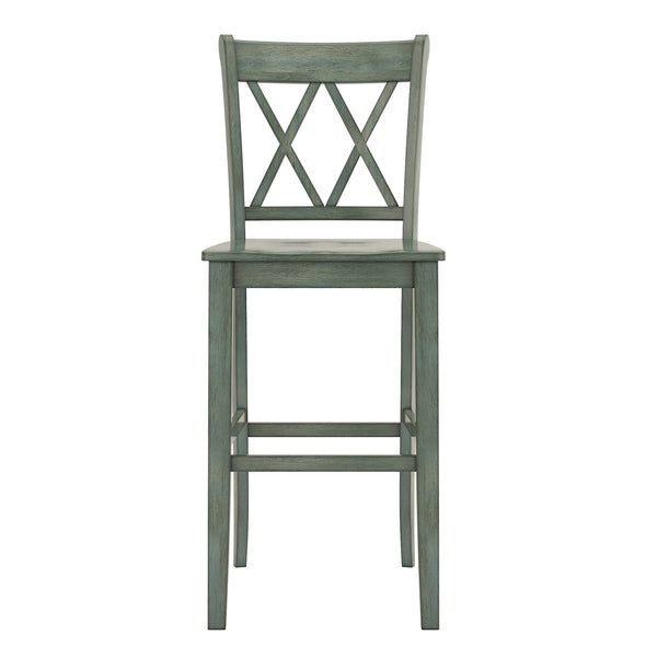 Lea Rubberwood Cross Back Barstools Farmhouse Kitchen Island Set of Two