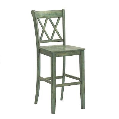 Lea Rubberwood Cross Back Barstools Farmhouse Kitchen Island Set of Two