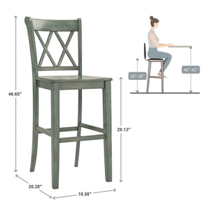 Lea Rubberwood Cross Back Barstools Farmhouse Kitchen Island Set of Two