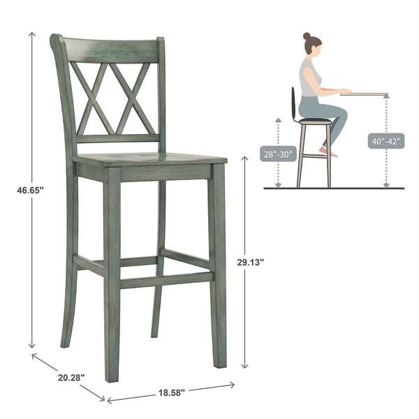 Lea Rubberwood Cross Back Barstools Farmhouse Kitchen Island Set of Two