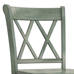 Lea Rubberwood Cross Back Barstools Farmhouse Kitchen Island Set of Two