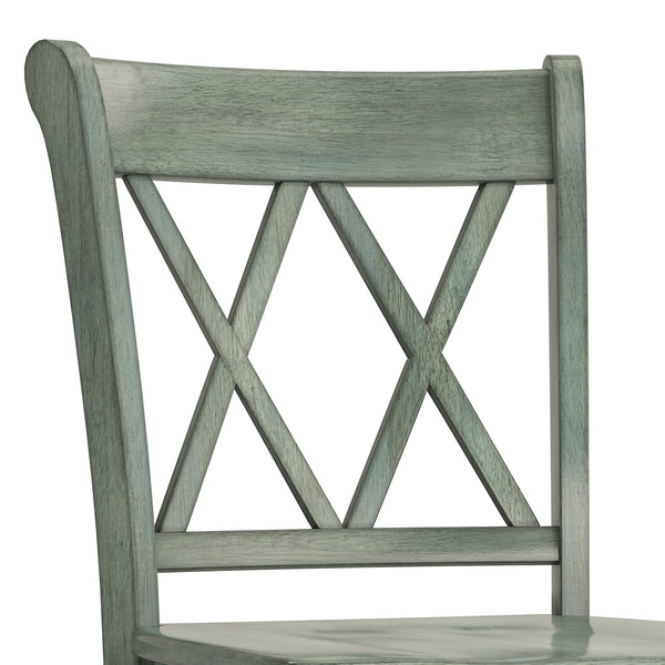 Lea Rubberwood Cross Back Barstools Farmhouse Kitchen Island Set of Two