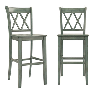 Lea Rubberwood Cross Back Barstools Farmhouse Kitchen Island Set of Two