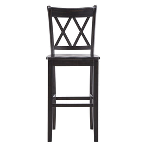 Homelegance Lea Rubberwood Cross Back Barstools Farmhouse Kitchen Island Set of Two Antique Black 530C3-29BK