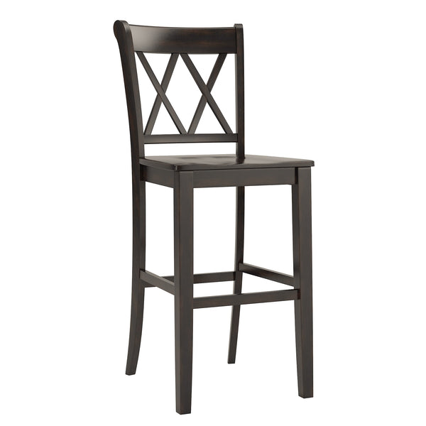 Lea Rubberwood Cross Back Barstools Farmhouse Kitchen Island Set of Two