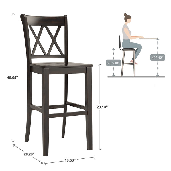 Lea Rubberwood Cross Back Barstools Farmhouse Kitchen Island Set of Two