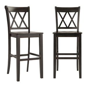 Lea Rubberwood Cross Back Barstools Farmhouse Kitchen Island Set of Two