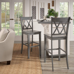 Lea Rubberwood Cross Back Barstools Farmhouse Kitchen Island Set of Two