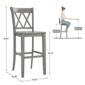 Lea Rubberwood Cross Back Barstools Farmhouse Kitchen Island Set of Two