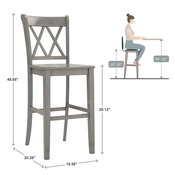 Lea Rubberwood Cross Back Barstools Farmhouse Kitchen Island Set of Two