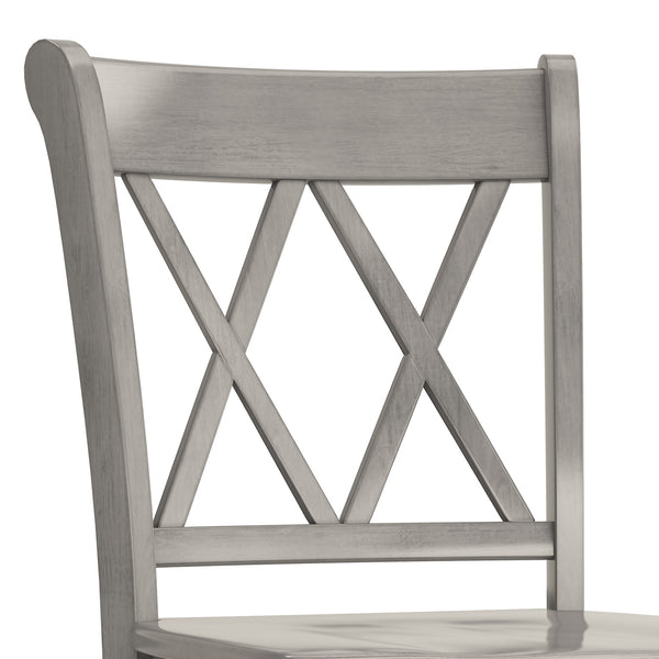 Lea Rubberwood Cross Back Barstools Farmhouse Kitchen Island Set of Two