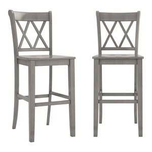 Lea Rubberwood Cross Back Barstools Farmhouse Kitchen Island Set of Two