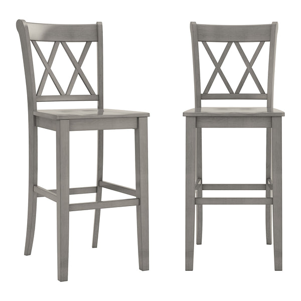 Lea Rubberwood Cross Back Barstools Farmhouse Kitchen Island Set of Two