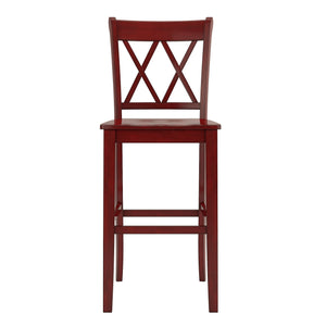 Lea Rubberwood Cross Back Barstools Farmhouse Kitchen Island Set of Two