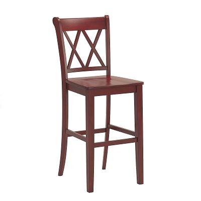 Lea Rubberwood Cross Back Barstools Farmhouse Kitchen Island Set of Two