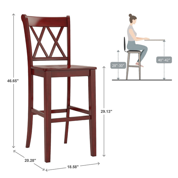 Lea Rubberwood Cross Back Barstools Farmhouse Kitchen Island Set of Two