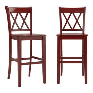 Lea Rubberwood Cross Back Barstools Farmhouse Kitchen Island Set of Two