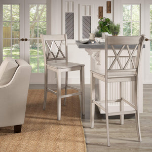 Lea Rubberwood Cross Back Barstools Farmhouse Kitchen Island Set of Two