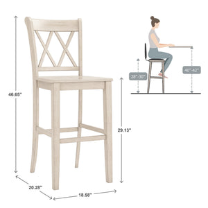 Lea Rubberwood Cross Back Barstools Farmhouse Kitchen Island Set of Two