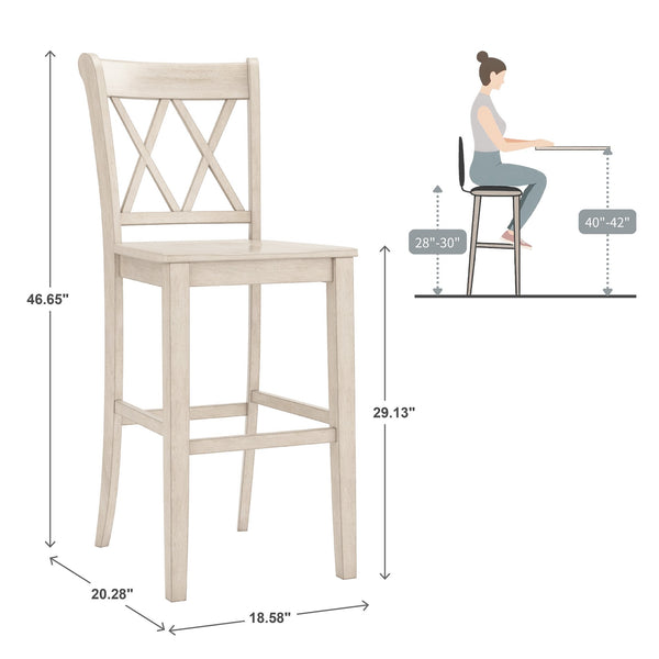 Lea Rubberwood Cross Back Barstools Farmhouse Kitchen Island Set of Two
